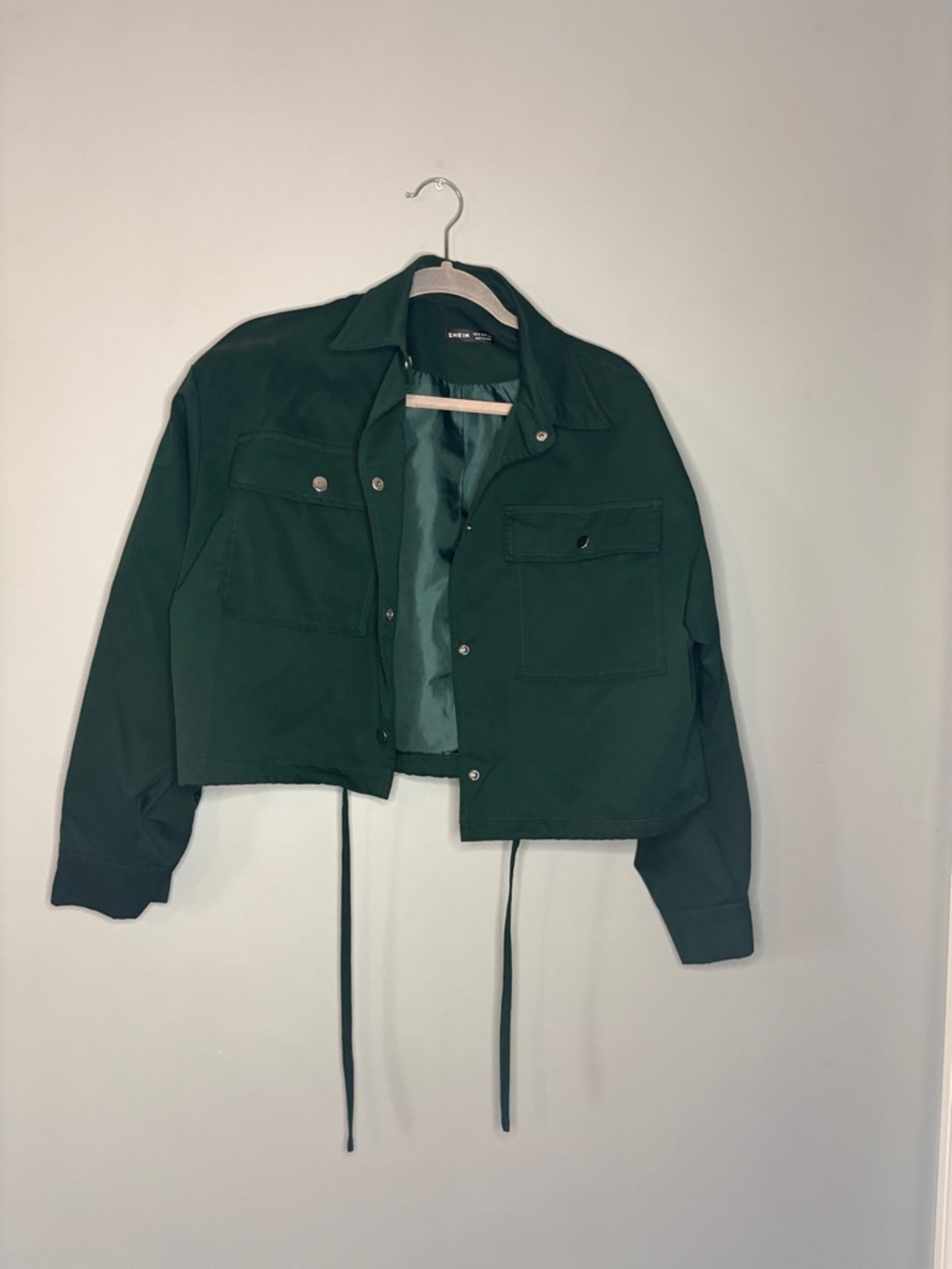 SHEIN Dark Green Cropped Utility Jacket